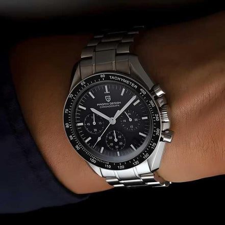 ⌚ CHRONOGRAPH Men Silver Stainless Steel Strap Watch