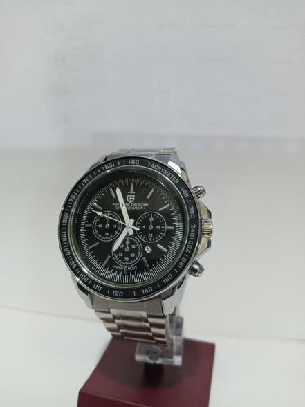 ⌚ CHRONOGRAPH Men Silver Stainless Steel Strap Watch