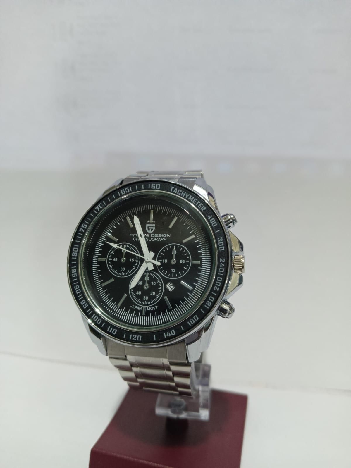 ⌚ CHRONOGRAPH Men Silver Stainless Steel Strap Watch