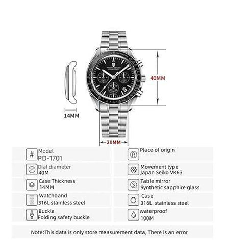 ⌚ CHRONOGRAPH Men Silver Stainless Steel Strap Watch