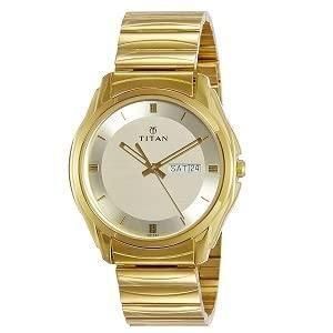 ⌚Titan Analog Watch with Day & Date – Golden